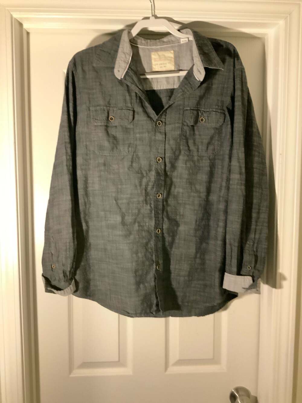 Weatherproof Vintage Original Men's Gray Long Sleeve Button Up Shirt Size XL